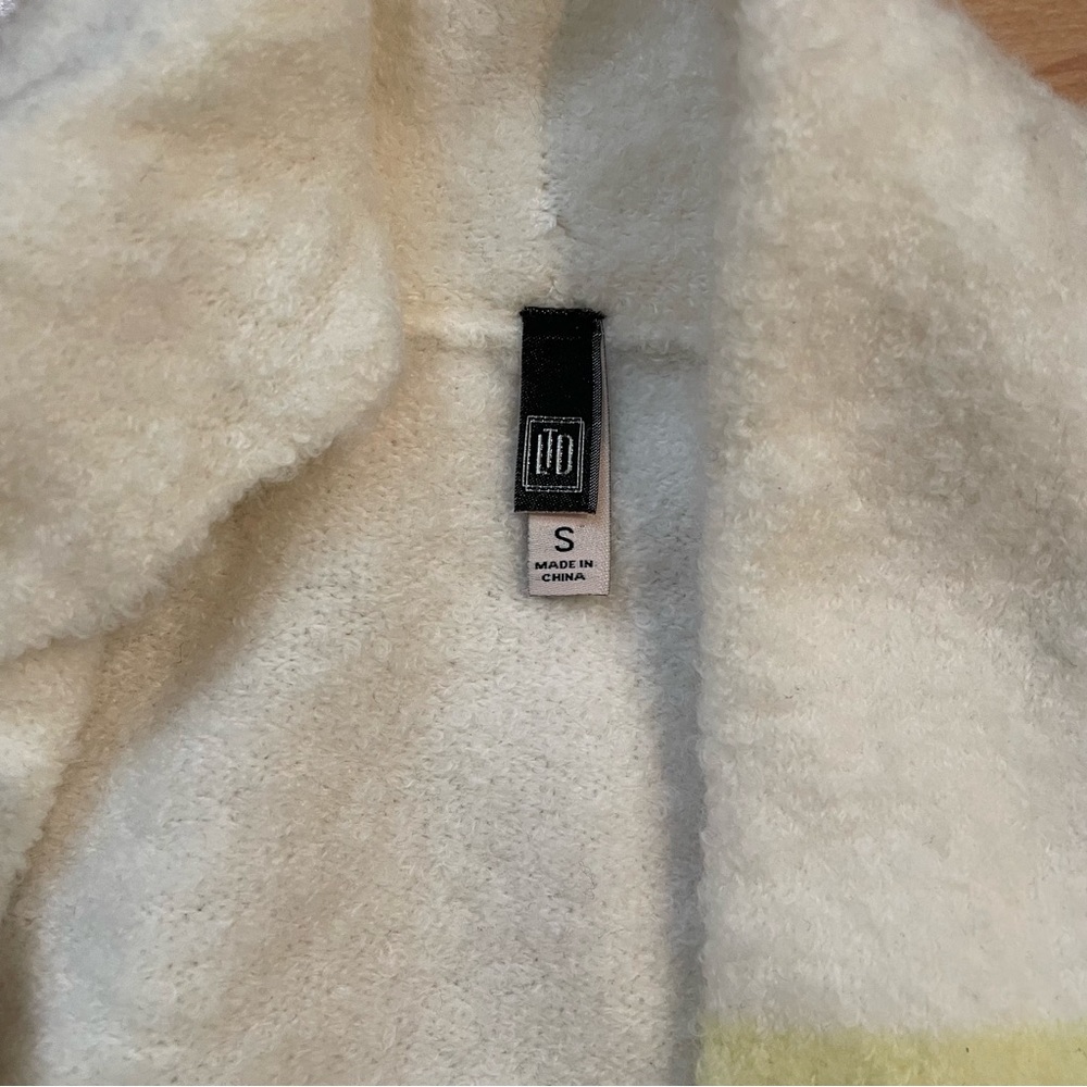 Anthropologie LTD Open Front Yellow/White Wool Blend Cardigan Sweater Size Small - Picture 13 of 15